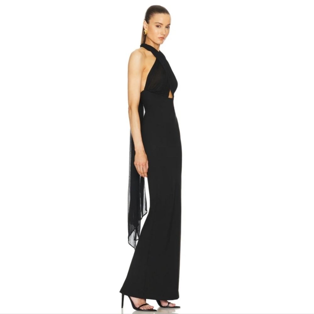 Helsa The Amber Sheer Bodice Maxi Dress In Black Size S - Picture 5 of 12